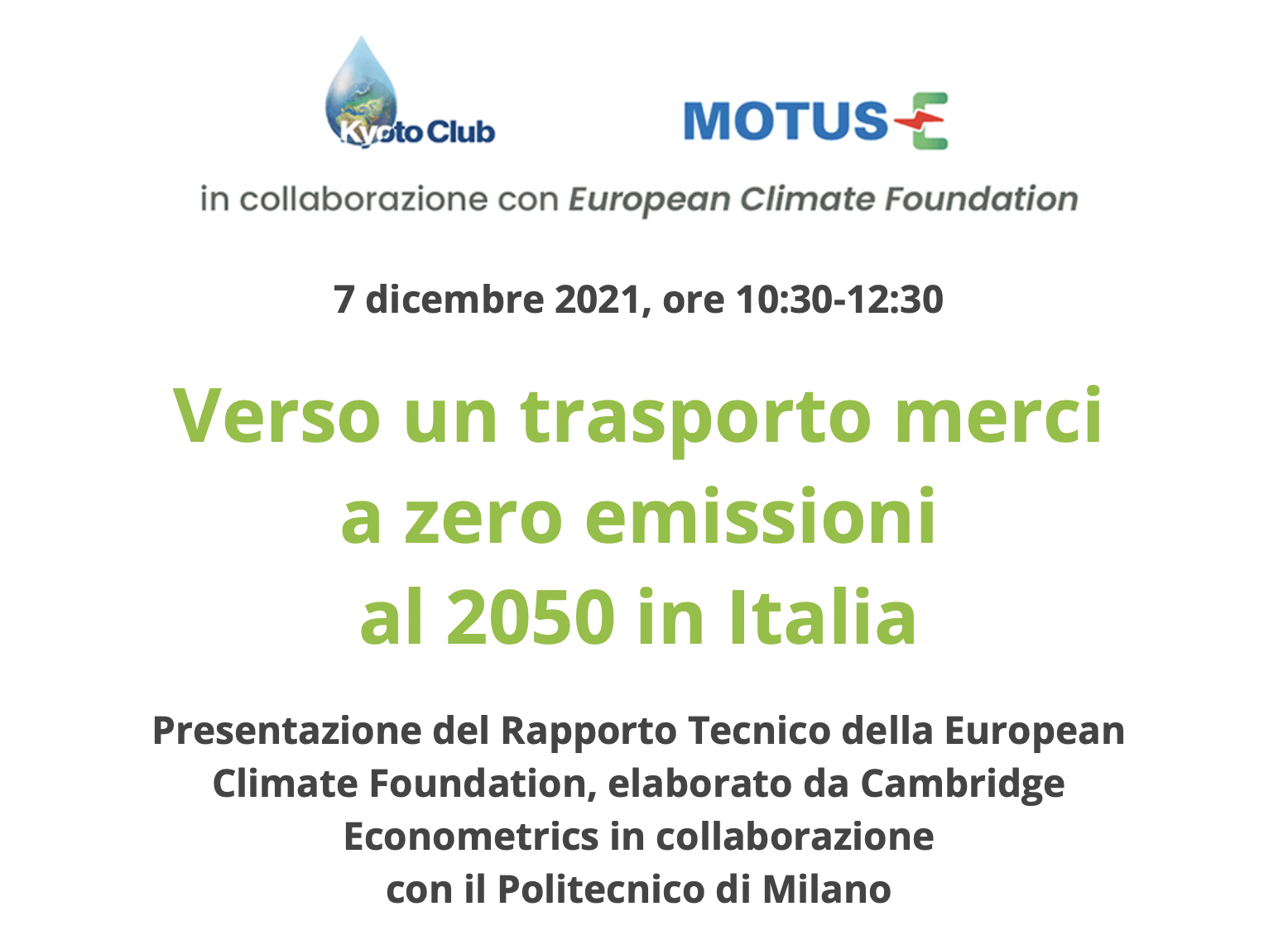 Verso un trasporto merci a zero emissioni al 2050 in Italia